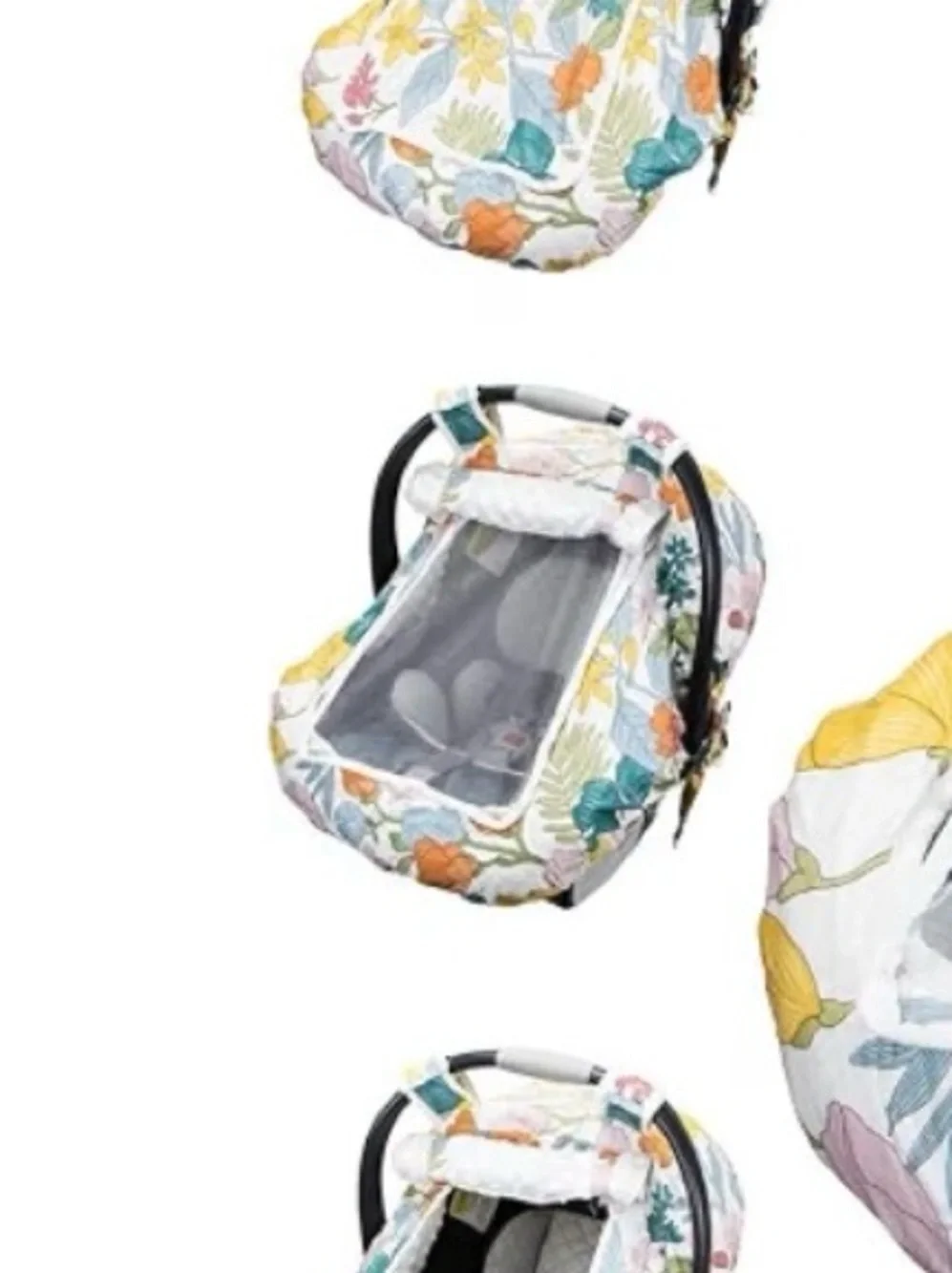 Floral Baby Car Seat Cover - White & Multicolor